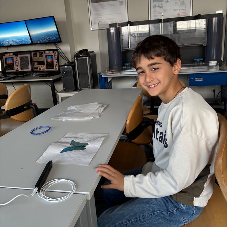 Kind zeichnet mit 3D-Stift.